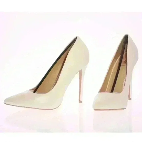 Women's Missguided Pu White Faux Leather Pointed Pumps Heels US 8 (Runs small) - Picture 5 of 6
